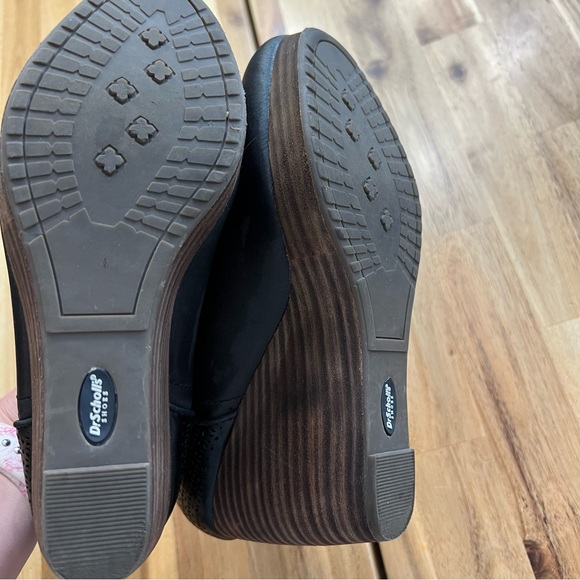 Dr. Scholl’s Black Leather Wedge Booties Women’s Size 9M Memory Foam Cool Fit - Picture 5 of 7